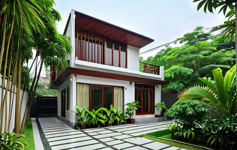 **

Prompt: "A tranquil Vietnamese home exterior. Lush, dense green foliage acts as a natural sound barrier, buffering the house from a busy Hanoi street. The house features Low-E glass windows. The overall mood is peaceful and serene, showcasing the benefits of thoughtful landscape design for noise reduction. Focus on the Vietnamese architectural style, using local plants like si trees, banyan trees, and loc vung."

**